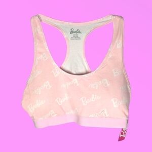 Barbie Women's Pink & White Logo Sports Bra Size XL